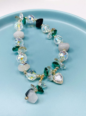 个性水晶森系绿色手链