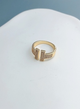 宽版满天星戒指女简约小众设计感2024年新款冷淡风情侣食指指环