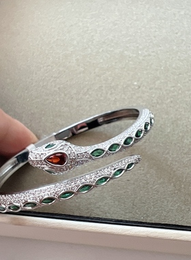 新款韩国东大门时尚高级满钻蛇头开口手镯女手链配饰
