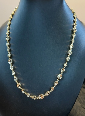 金色水钻项链女金属链条镶钻吊坠金属质感时尚百搭饰品