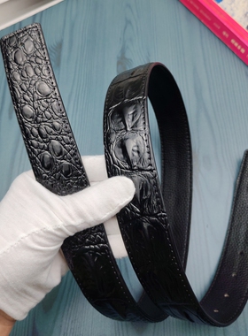 3.8无头皮带男真皮牛皮裤腰带鳄鱼纹H扣奢侈大牌平替打孔高档皮带