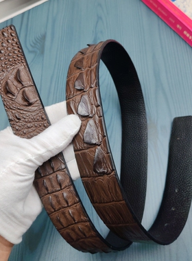 3.8立体龙骨无头皮带男棕色高档真皮头层牛皮奢侈大牌H扣平替腰带