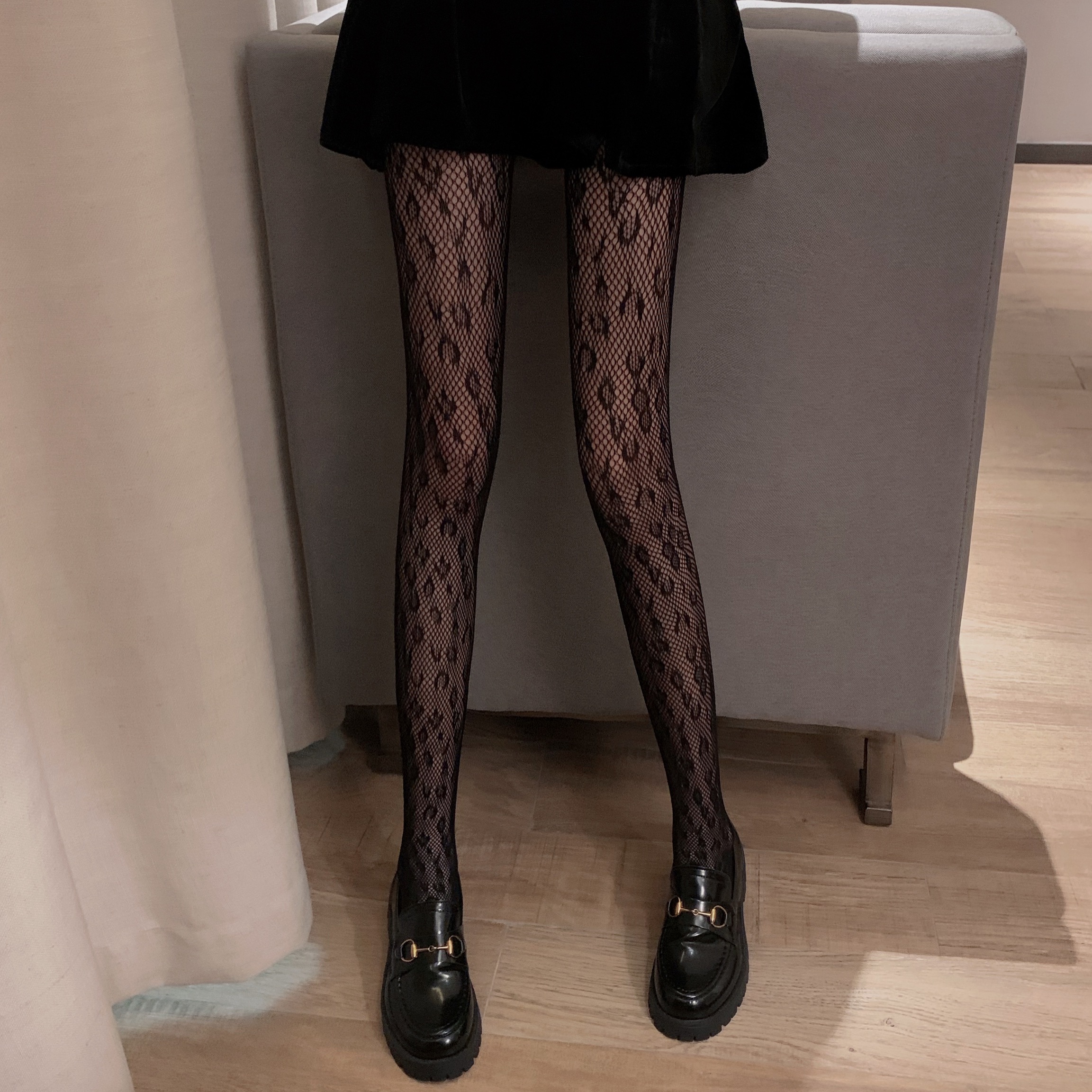 Real price leopard print sexy Socks Black temperament perspective hollow net socks pantyhose thin boots socks pants