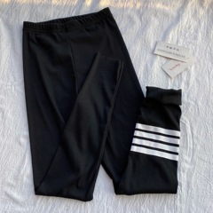 Real shot real price versatile Leggings women wear Plush thin vertical thread Capris four bar sports pants women