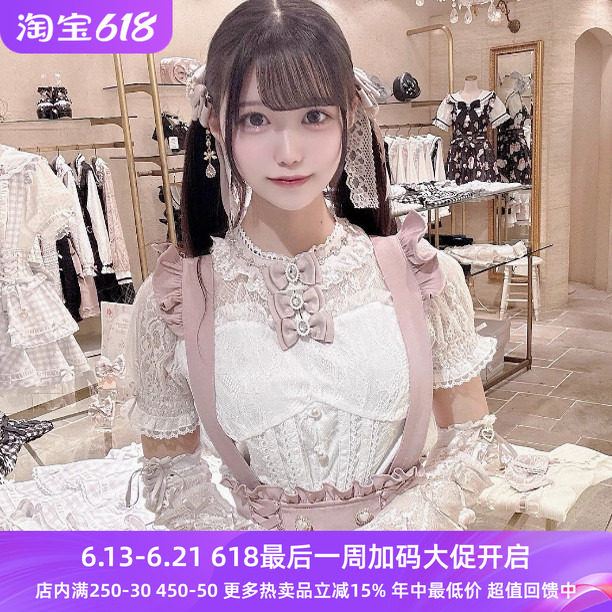 Meowchan日系爆款可爱量产型蝴蝶结短袖套蕾丝衫上衣衬衫