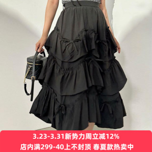 再入荷日系eve甜美温柔量产型清楚系多层荷叶边不规则长裙半裙