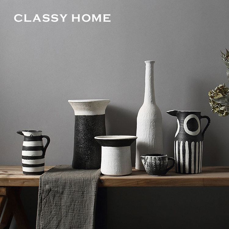 侘寂风黑白系自然陶艺手工花瓶摆件洞穴风民宿样板房饰品简约花器,家居饰品,花瓶,淘宝优惠券,粉丝福利购,淘宝优惠卷