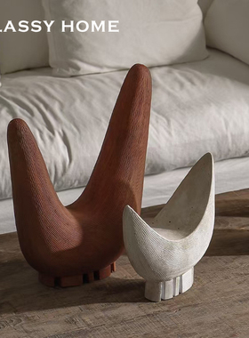 陶艺侘寂风民宿样板间抽象摆件