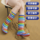 雨靴 款 女 英国雨鞋 成人儿童雨鞋 时尚 高筒防滑防水鞋 彩虹印花