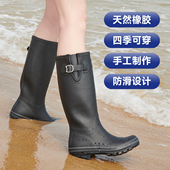 evercreatures英国雨靴雨鞋 女成人水鞋 防滑水靴天然橡胶黑色高筒