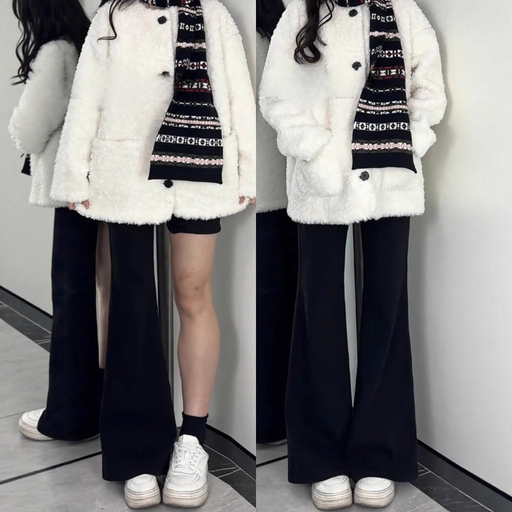 黑色加绒微喇牛仔裤女2026新款大码胖mm高腰显瘦弹力喇叭裤子