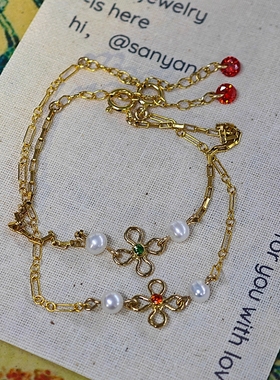 洗手可戴不掉色~幸运四叶草手链