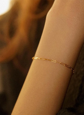 含真金5%~洗手可戴不掉色~美国进口14k包金极细简约手链女ins