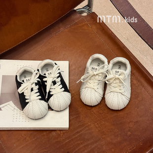 春季新款儿童贝壳头韩系休闲板鞋女童魔术贴小白鞋男童软底运动鞋