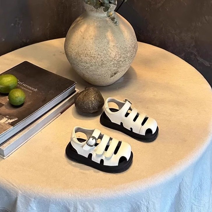 儿童凉鞋男童真皮夏季新款黑色女童时尚气质罗马凉鞋女孩沙滩鞋潮