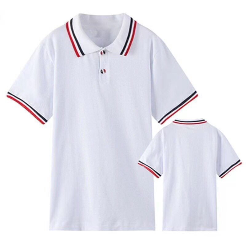 儿童纯棉短袖校服polo衫印LOGO