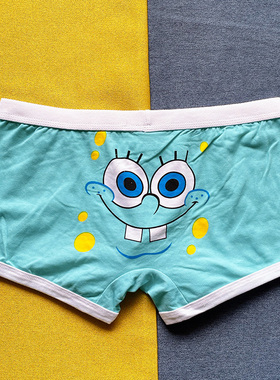 海绵宝宝卡通男士平角内裤纯棉透气个性动漫潮可爱青年潮流男内裤