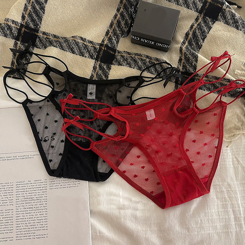 法式性感心形网纱丁字裤女低腰细腰带红色好运2026新款女三角裤,女士内衣/男士内衣/家居服,女丁字裤,淘宝优惠券,粉丝福利购,淘宝优惠卷