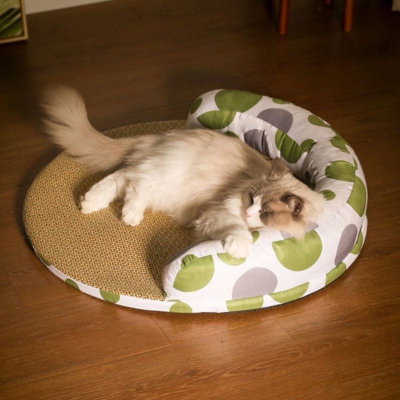夏季猫咪藤编凉席凉窝狗狗夏天睡垫圆形猫窝