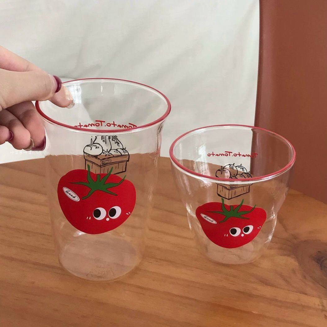 可爱红色番茄玻璃杯女家用耐热喝水杯子ins果汁啤酒牛奶咖啡杯,餐饮具,啤酒杯,淘宝优惠券,粉丝福利购,淘宝优惠卷