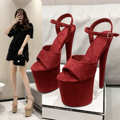 15cm婚鞋 恨天高20cm高跟鞋 新款 细跟防滑舞台演出鞋 防水台凉鞋 时尚