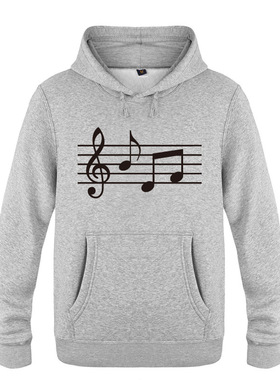 2018外贸男式连帽卫衣外套 MUSIC NOTES 音乐 简约 个性