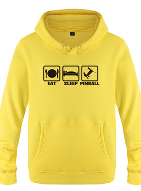 秋冬新款男式连帽卫衣 EAT SLEEP PINBALL 吃饭睡觉弹球 搞笑创意