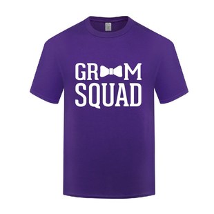Squad 新款 Groom 圆领棉T恤男宽松大码 新郎伴郎单身派对 创意短袖
