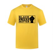 圆领棉T恤男宽松大码 Black Lives 创意短袖 Matter 抗议口号标语