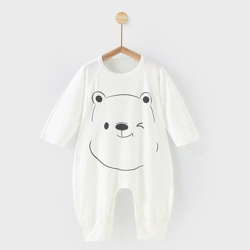 A婴幼儿优可丝连体衣服男女宝短袖哈衣夏季薄款新生儿爬服按扣档