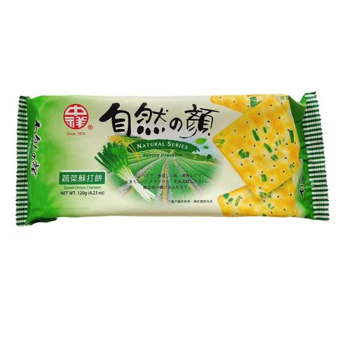 台湾零食饼干自然之颜苏打饼干紫菜蔬菜口味120g袋装咸酥香脆口粮