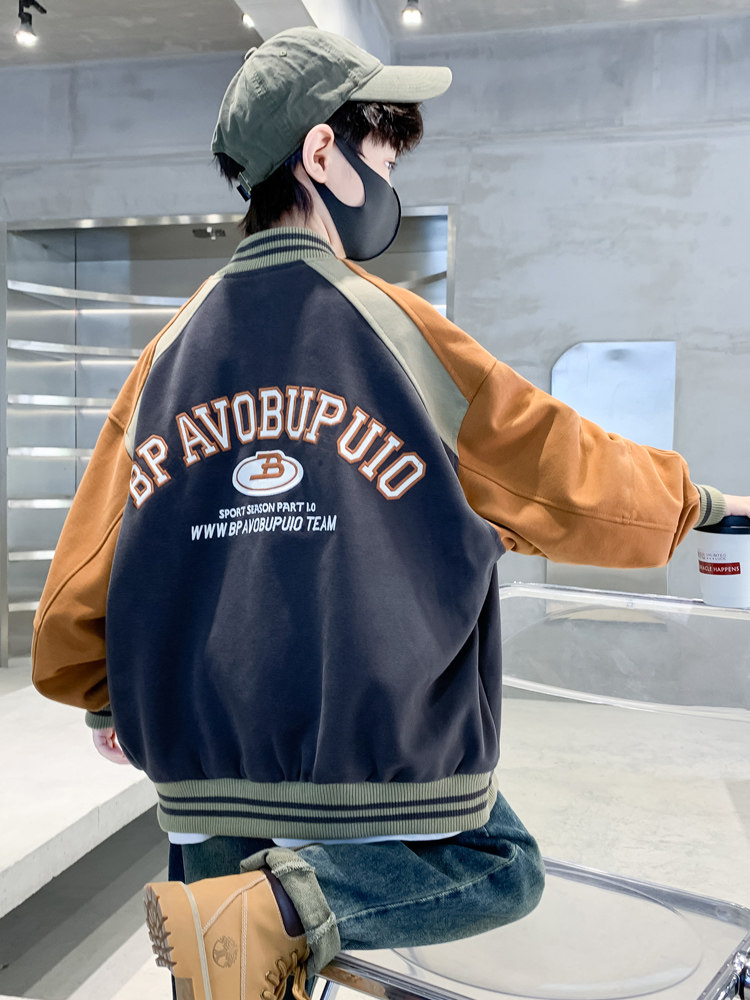 소년 야구 유니폼 재킷 봄 가을 겨울 2024 새로운 면화 아동 캐주얼 재킷 서양식 잘 생긴 탑