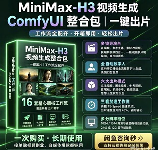 海螺MiniMax-H3 视频模型做的 ComfyUI 整合包8套工作流全部调好