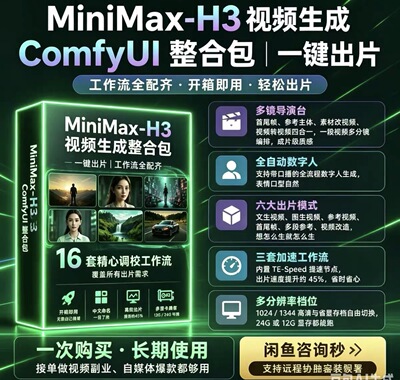 海螺MiniMax-H3 视频模型做的 ComfyUI 整合包8套工作流全部调好