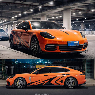 装 饰贴画 侧裙赛车个性 适用于保时捷帕拉梅拉车贴车身拉花GTS改装