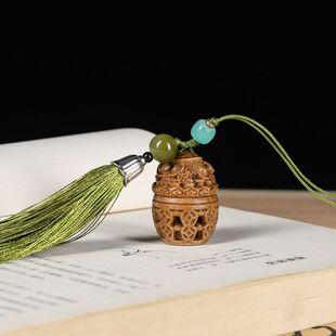 挂包饰品元宝吊坠檀木打开绿熏香车可挂扩香器文玩聚宝盆香囊便携