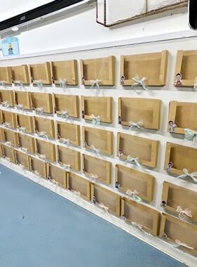 幼儿园倾听墙透明牛皮纸盒子环创收纳班级作品框展示教室布置装饰
