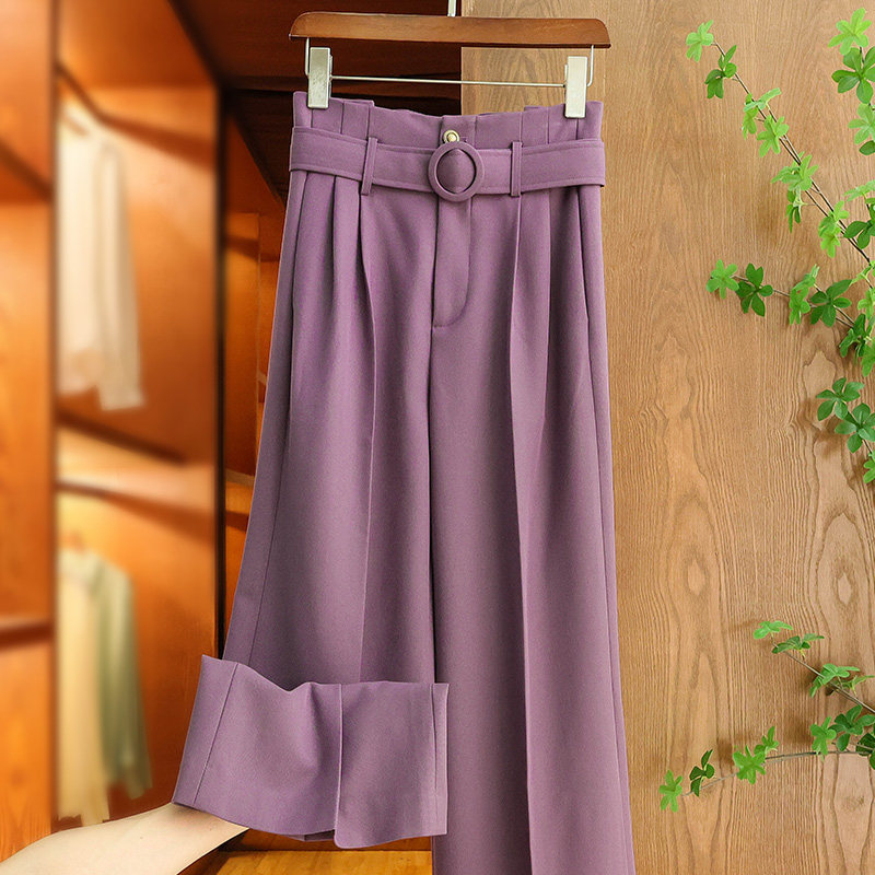 高级感气质紫色显瘦阔腿裤2025春秋新款垂感直筒长裤百搭女裤,女装/女士精品,休闲裤,淘宝优惠券,粉丝福利购,淘宝优惠卷