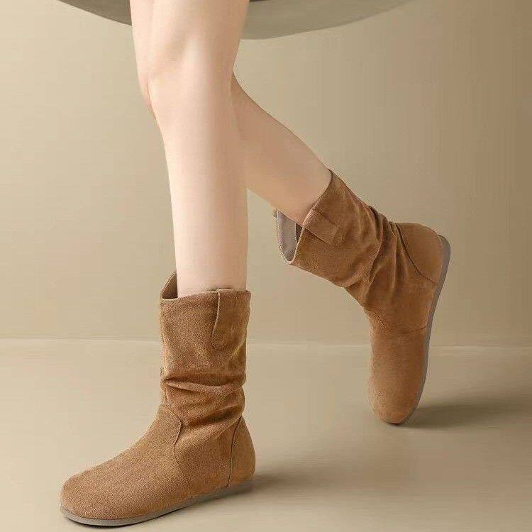 保暖舒适厚底增高洋气小短靴平底堆堆靴2025新款今年爆款靴子时尚