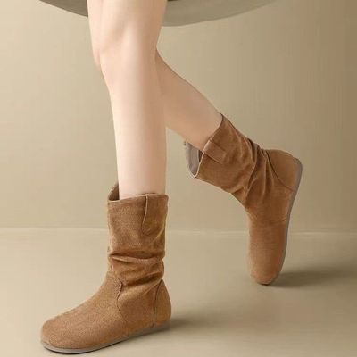 保暖舒适厚底增高洋气小短靴平底堆堆靴2025新款今年爆款靴子时尚