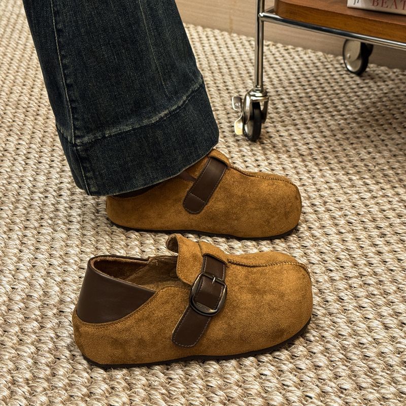 真皮厚底内增高勃肯鞋女鞋2025春夏新款一脚蹬懒人包头凉拖鞋外穿