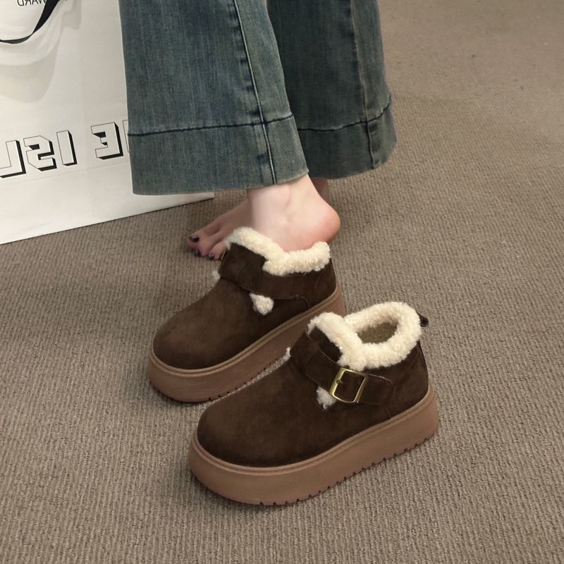 软底新中式厚底增高2025年冬新款勃肯鞋冬季加绒加厚保暖棉鞋防滑