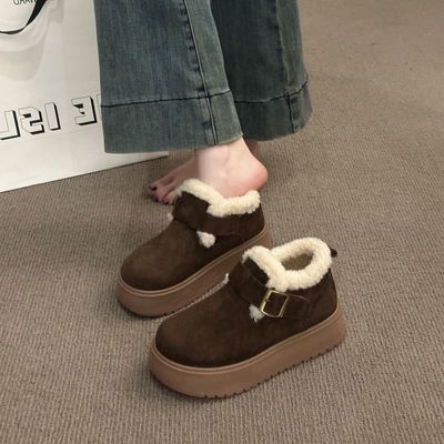 软底新中式厚底增高2025年冬新款勃肯鞋冬季加绒加厚保暖棉鞋防滑