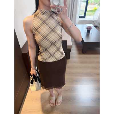 张涵涵韩系高智感夏季修身棕色短裙半身裙女轻熟气质中长款包臀裙