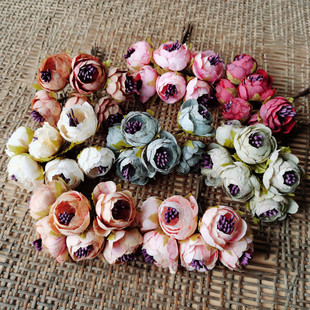 花海大世界diy手工仿真花汉服头饰配件绢花假花森系清新复古茶花