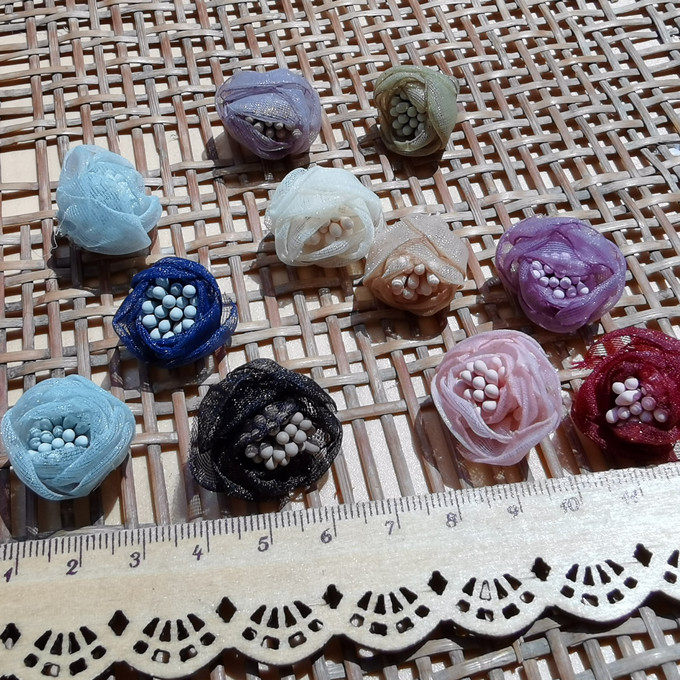 韩式diy森系手工婚庆花化妆仿真花汉服绢花迷你纱花沙花彩纱花苞