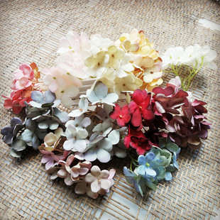 花海DIY手作素材绣球花仿真花婚庆头饰材料配件花环材料 秋色绣球