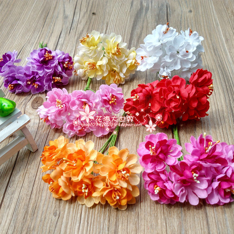 森系渐变糖盒配件DIY花环材料仿真花绢花拍照道具 苹果花 6朵/束,家居饰品,仿真花/假花,淘宝优惠券,粉丝福利购,淘宝优惠卷