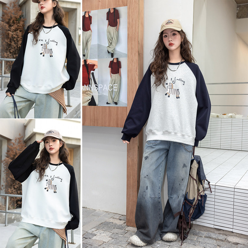 骄骄虎2026春季新款女大童卫衣圆领休闲初中生T恤衫打底衫9016