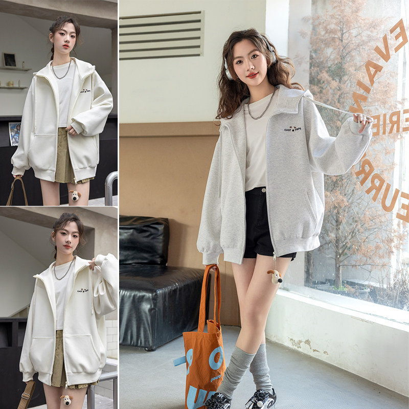 骄骄虎2026春季新款女大童舒适卫衣休闲学生连帽拉链外套9086